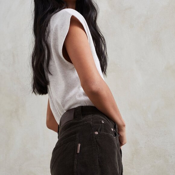 Brunello Cucinelli Monili Tab Jean Corduroy Kick Flare Dark Brown Size 8 - Picture 3 of 10